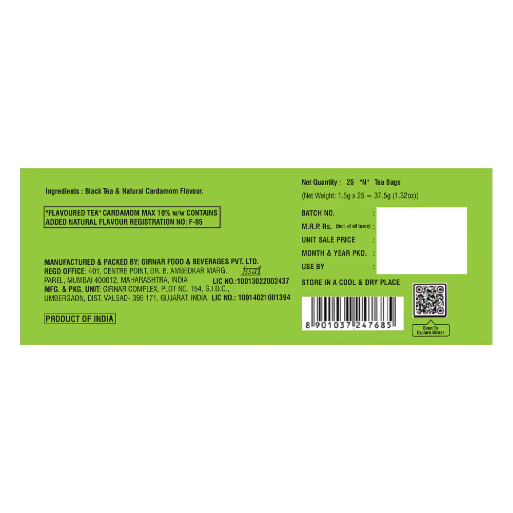 Girnar Black Tea Bags - Elaichi - Image 3