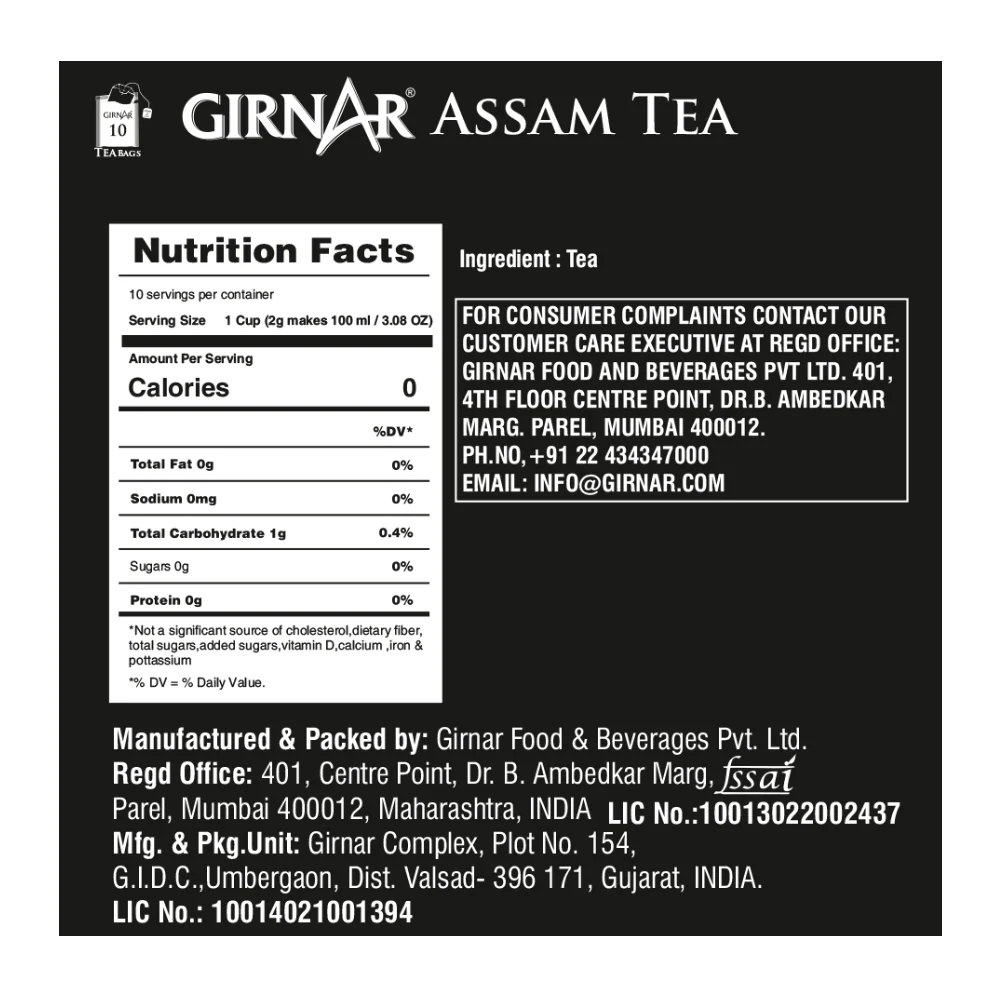 Girnar Single Origin Black Tea Bags - Assam Tea - Image 3