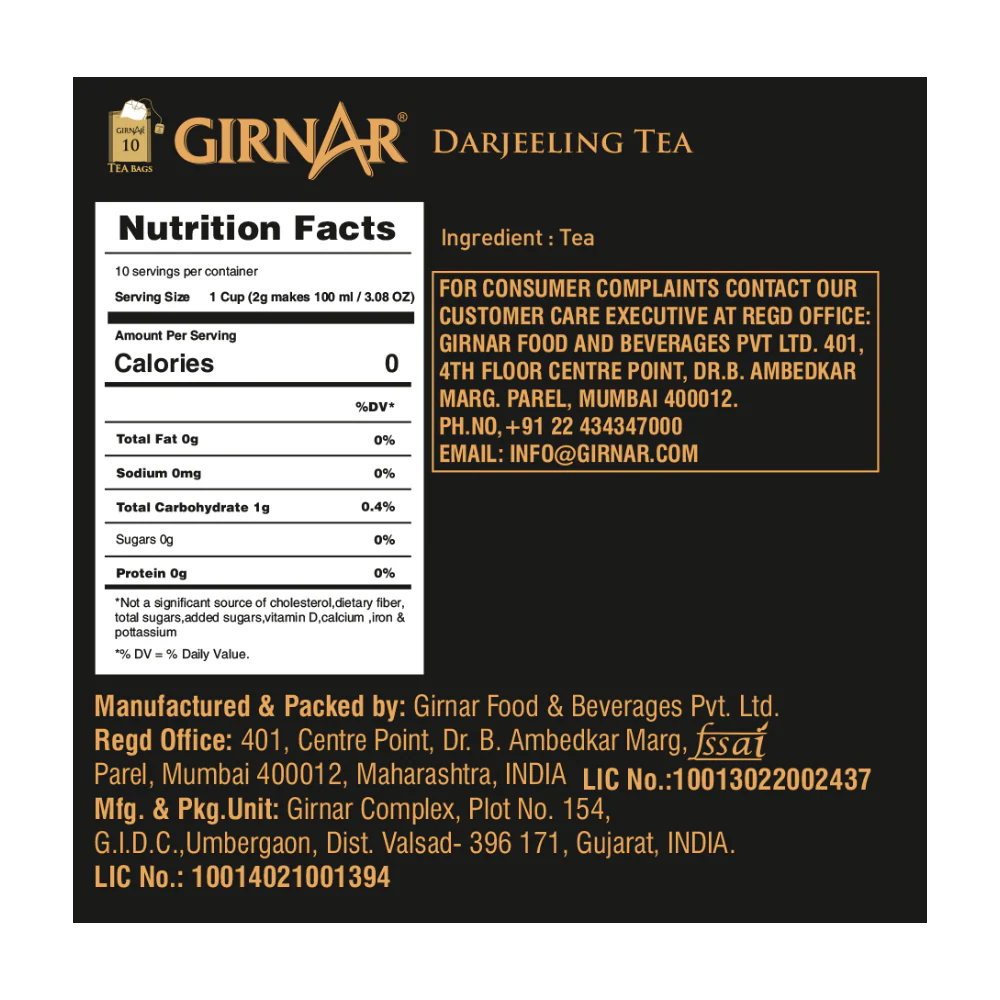 Girnar Single Origin Black Tea Bags - Darjeeling Tea - Image 3