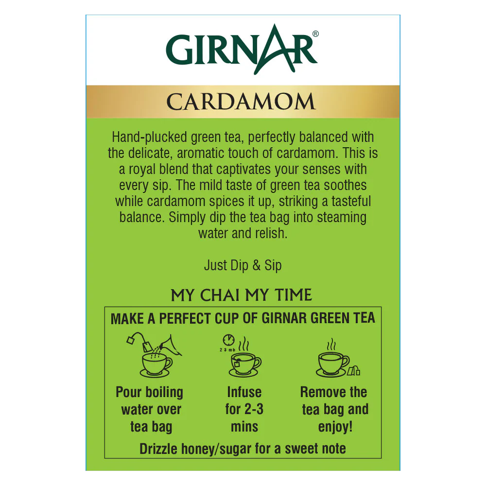 Girnar Green Tea Bags - Cardamom - Image 4