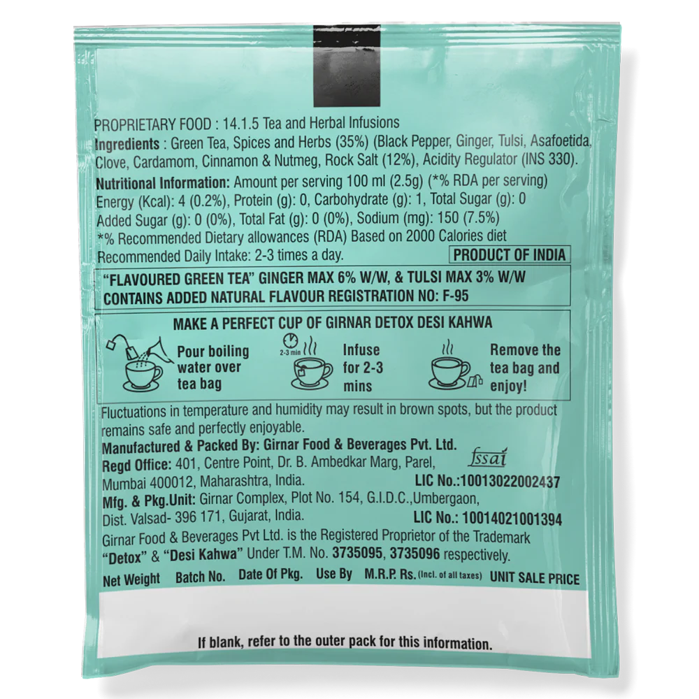 Girnar Green Tea Bags - Detox / Desi Kahwa - Image 11