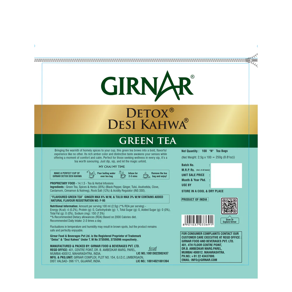 Girnar Green Tea Bags - Detox / Desi Kahwa - Image 6