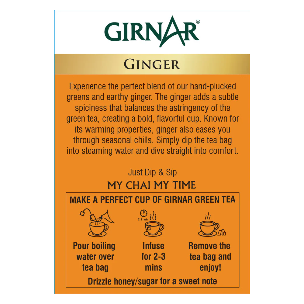 Girnar Green Tea Bags - Ginger - Image 6
