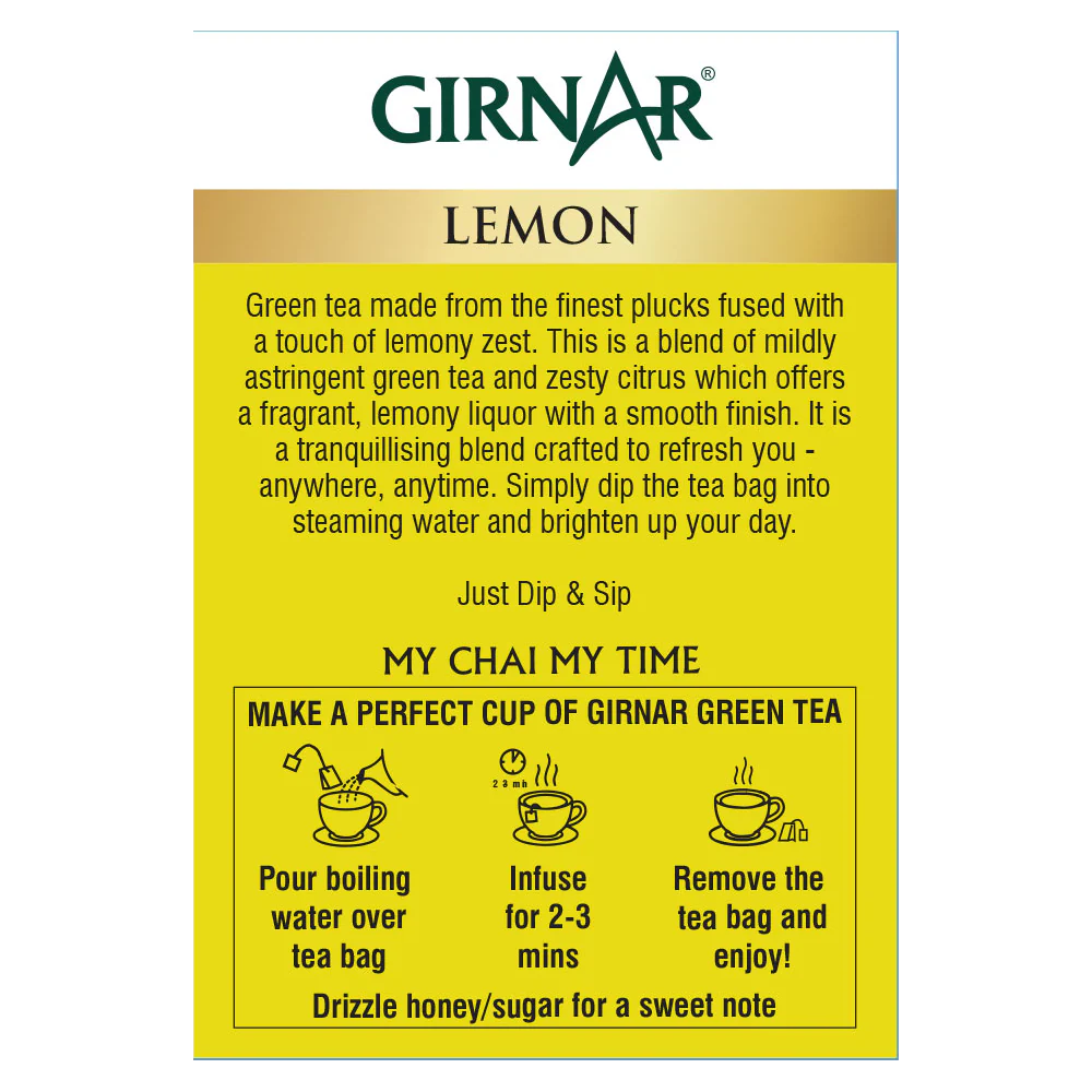 Girnar Green Tea Bags - Lemon - Image 3