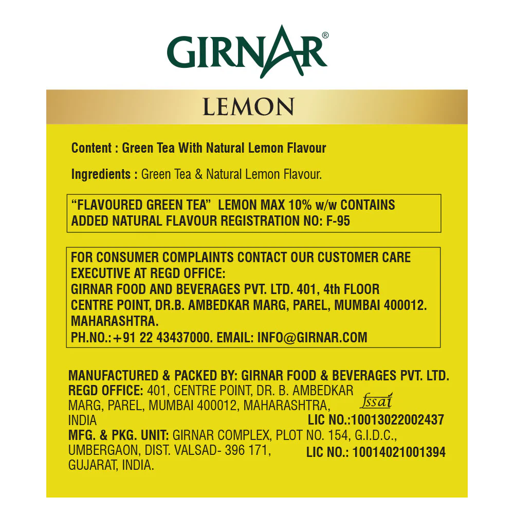 Girnar Green Tea Bags - Lemon - Image 5