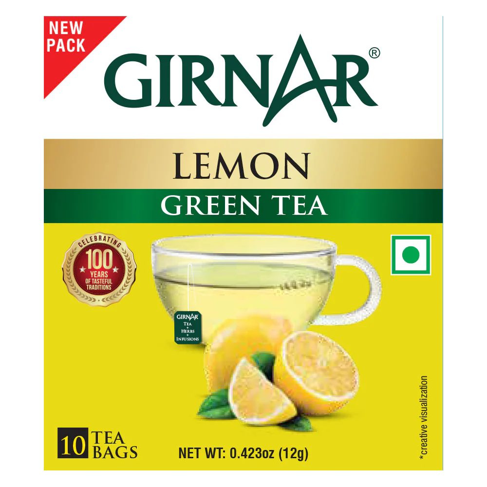 Girnar Green Tea Bags - Lemon - Image 6