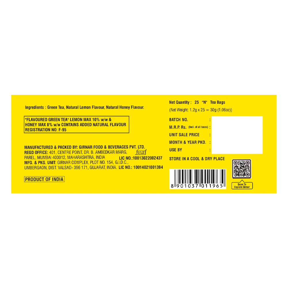 Girnar Green Tea Bags - Lemon & Honey - Image 4