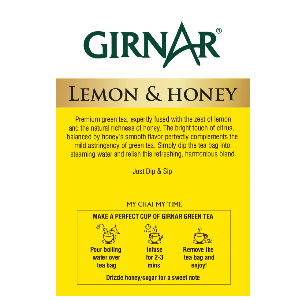 Girnar Green Tea Bags - Lemon & Honey - Image 6