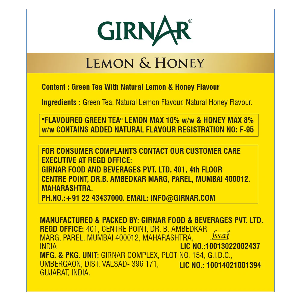 Girnar Green Tea Bags - Lemon & Honey - Image 9
