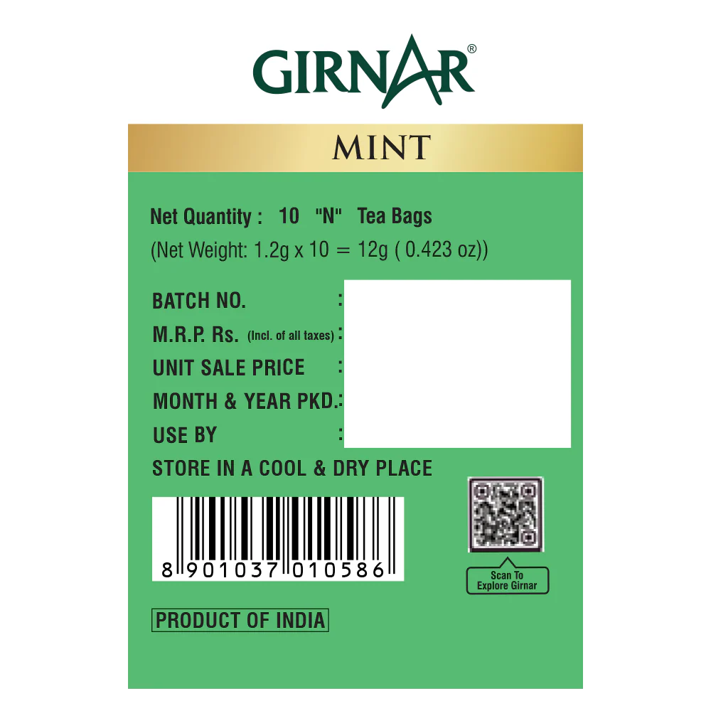 Girnar Green Tea Bags - Mint - Image 3