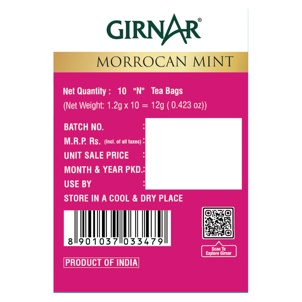 Girnar Green Tea Bags - Morrocan Mint - Image 3