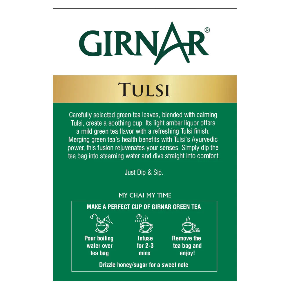 Girnar Green Tea Bags - Tulsi - Image 8