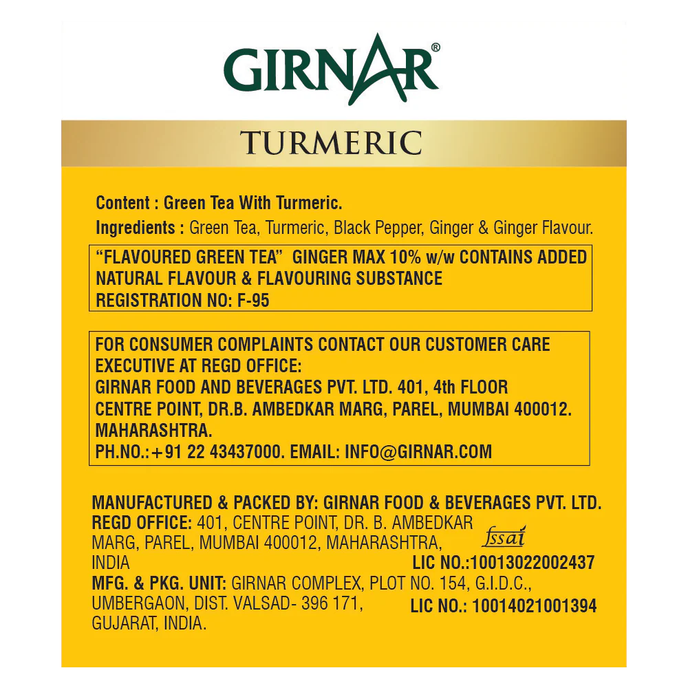 Girnar Green Tea Bags - Turmeric - Image 3