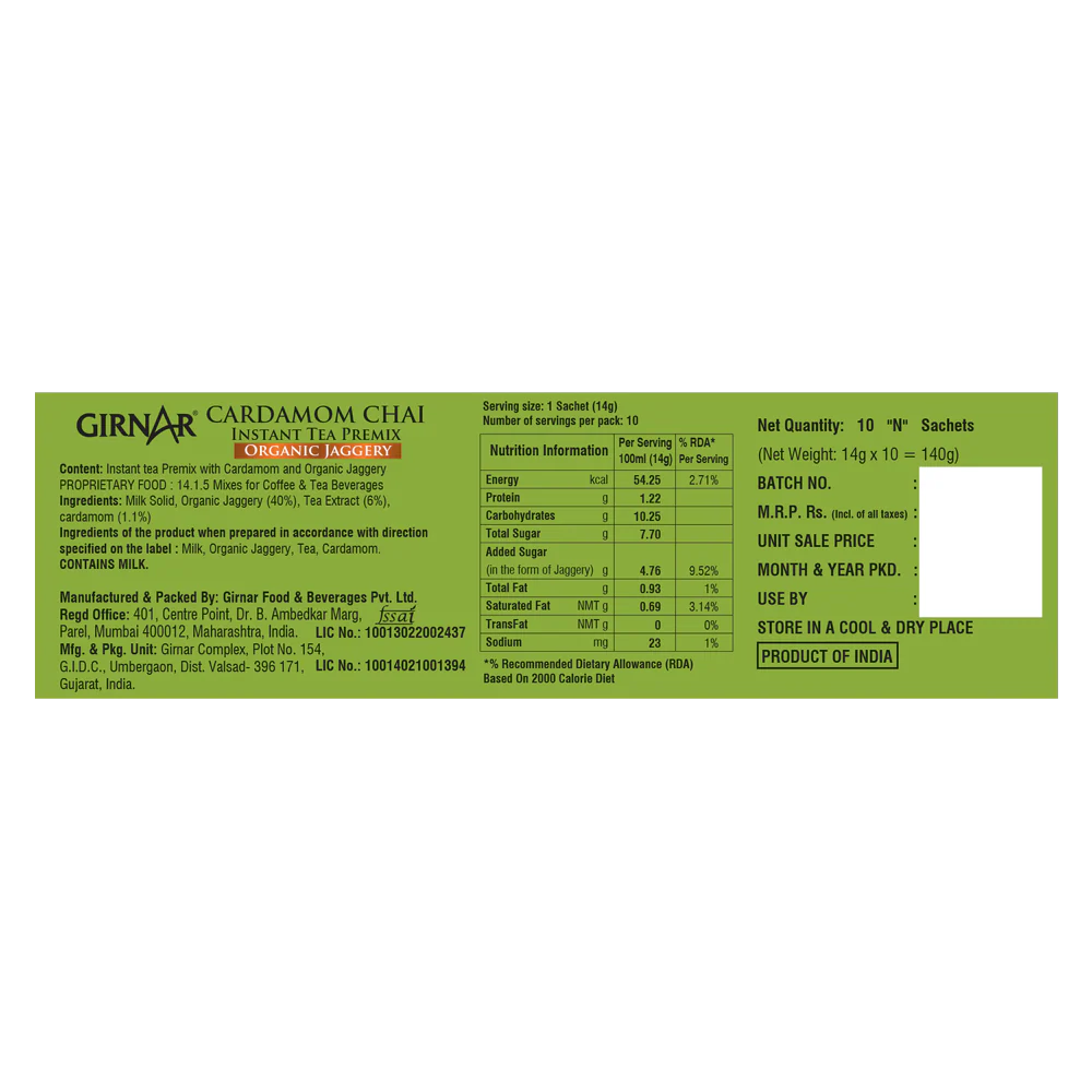 Girnar Instant Cardamom Chai Premix With Organic Jaggery - Image 3