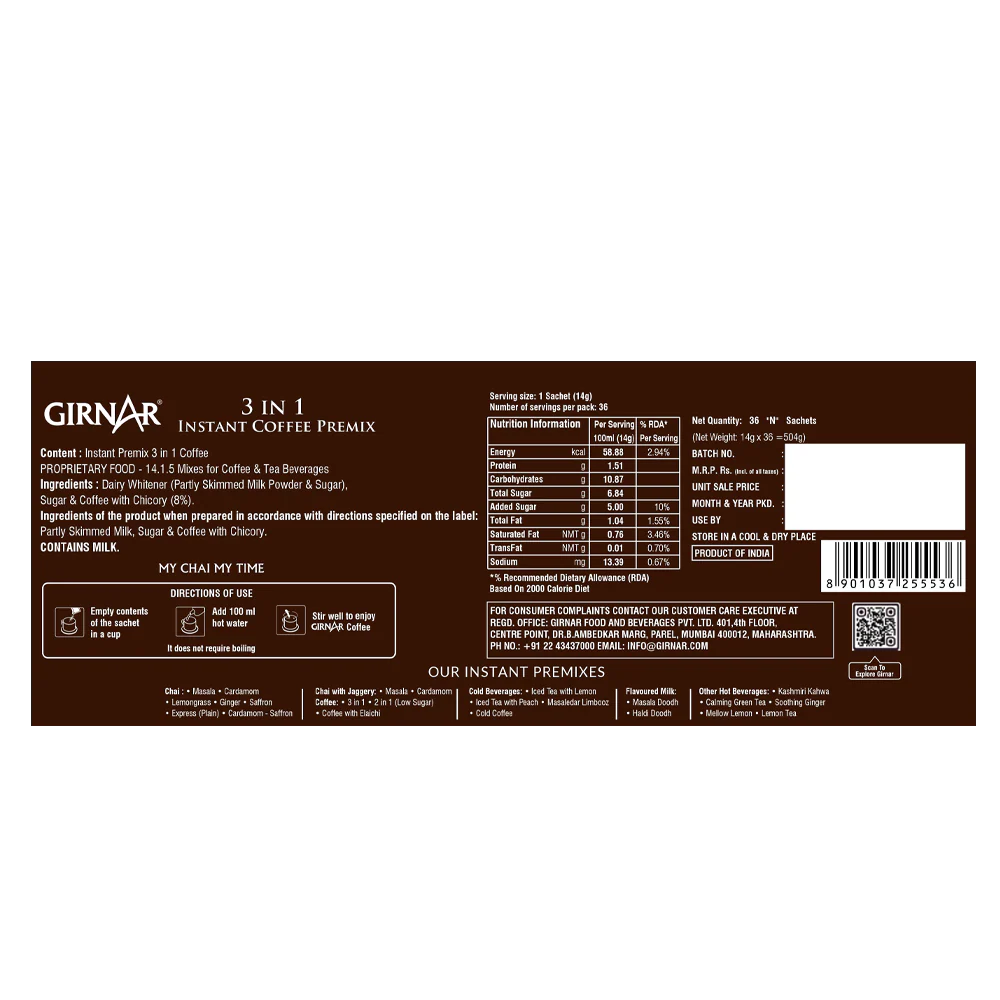 Girnar Instant Premix 3 In 1 Coffee - Image 11
