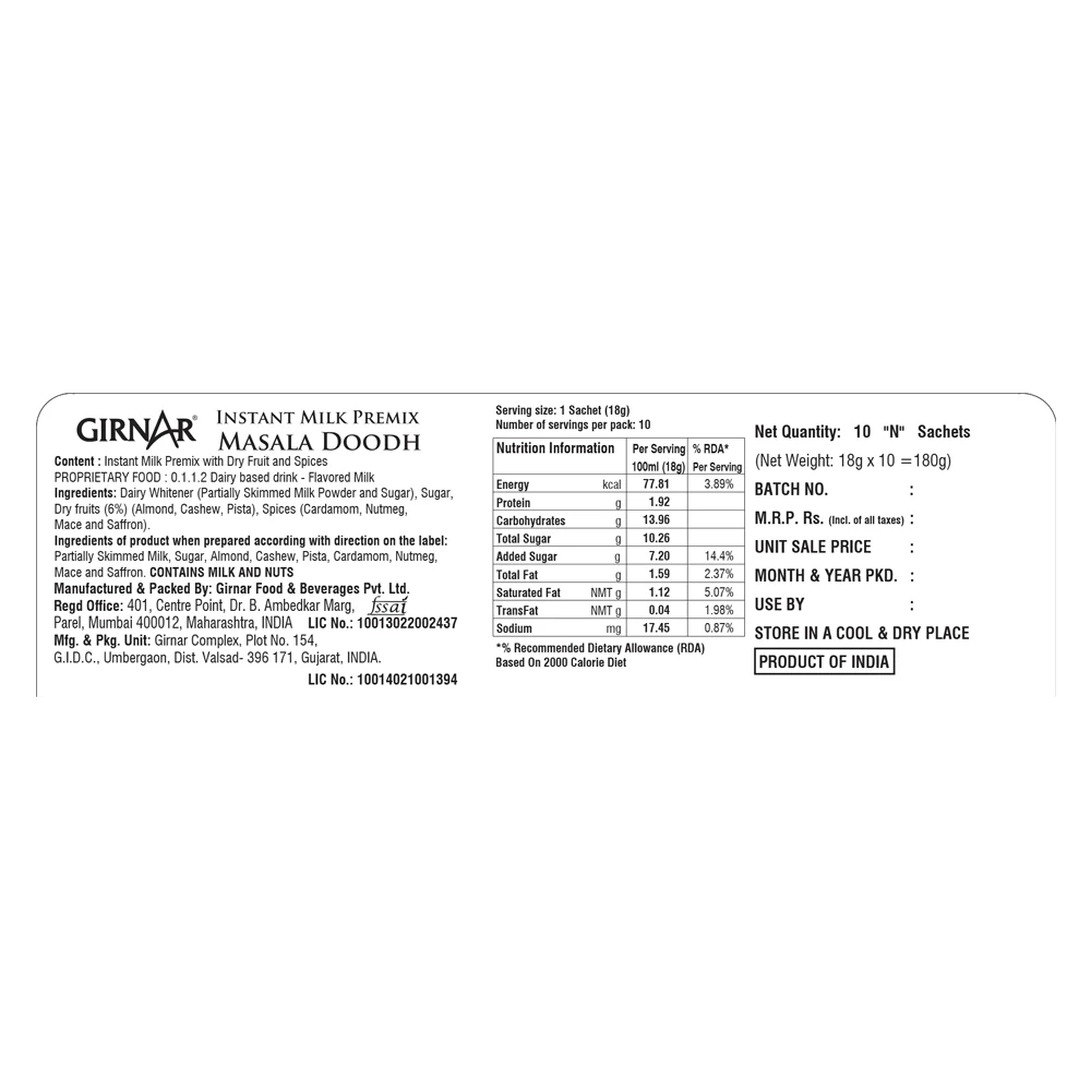 Girnar Instant Milk Premix Masala Doodh - Image 4