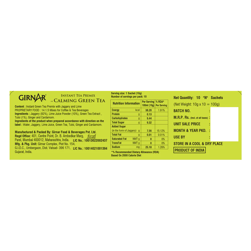 Girnar Instant Premix Calming Green Tea - Image 3
