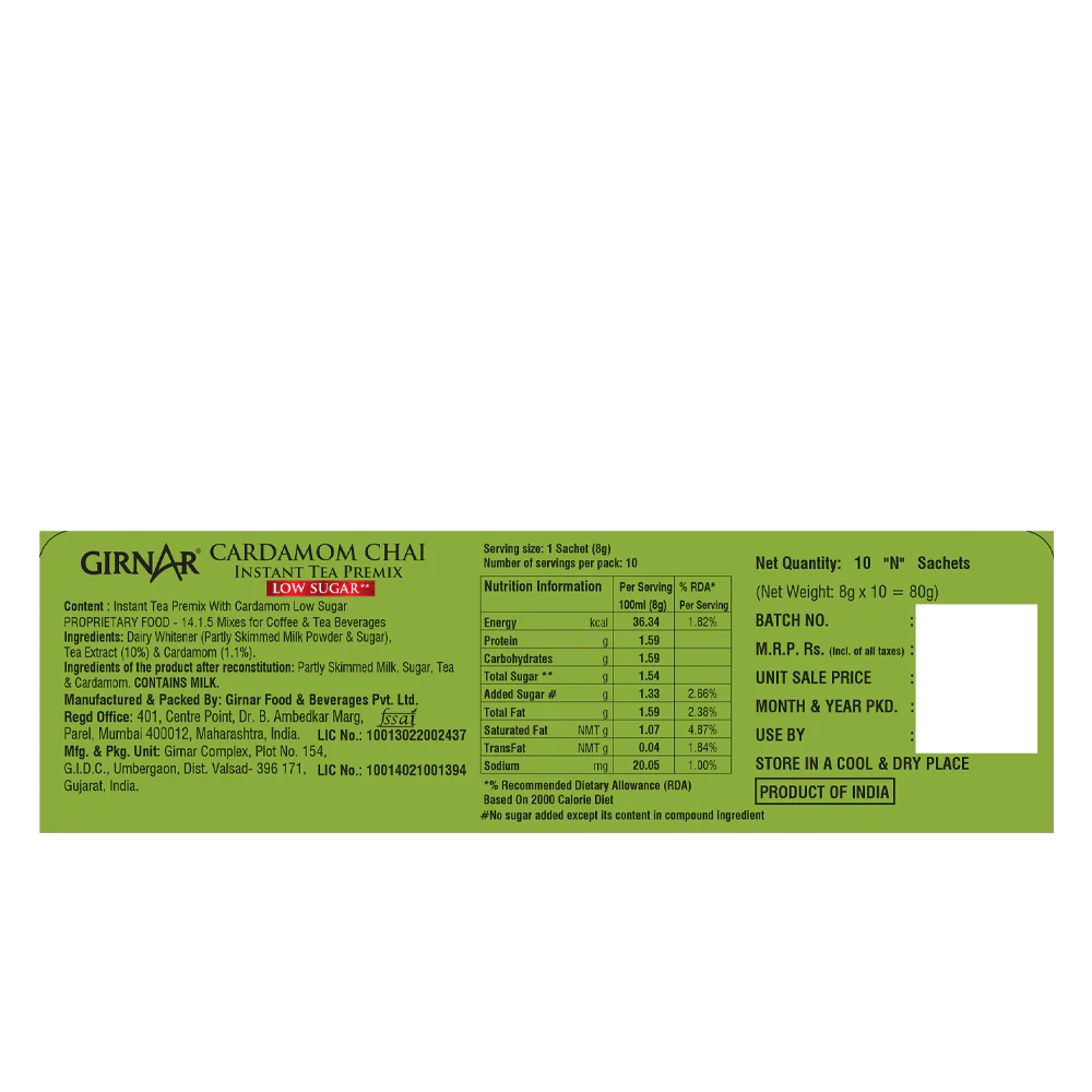 Girnar Instant Tea Premix With Cardamom (Low Sugar) - Image 4