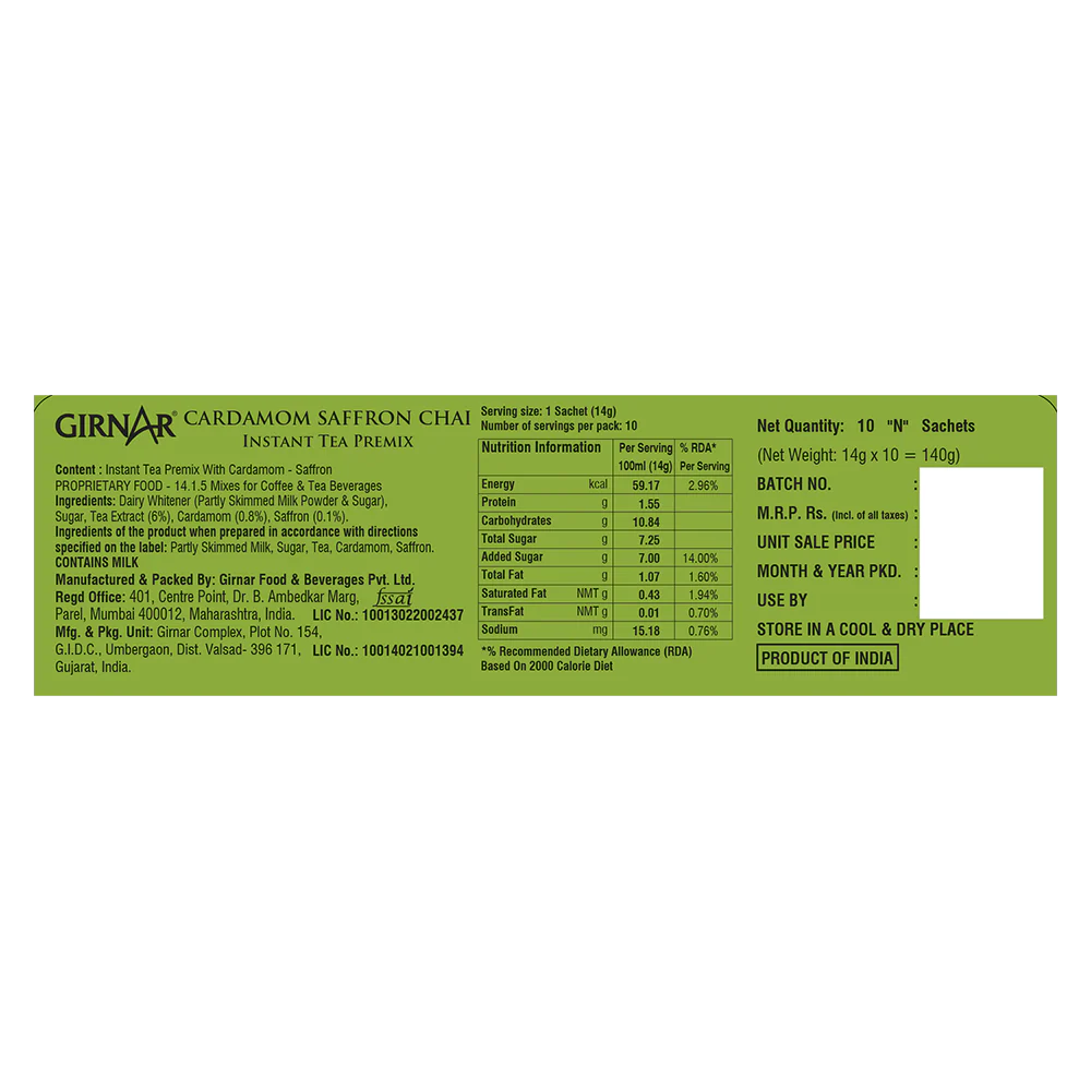 Girnar Instant Tea Premix With Cardamom-Saffron - Image 4