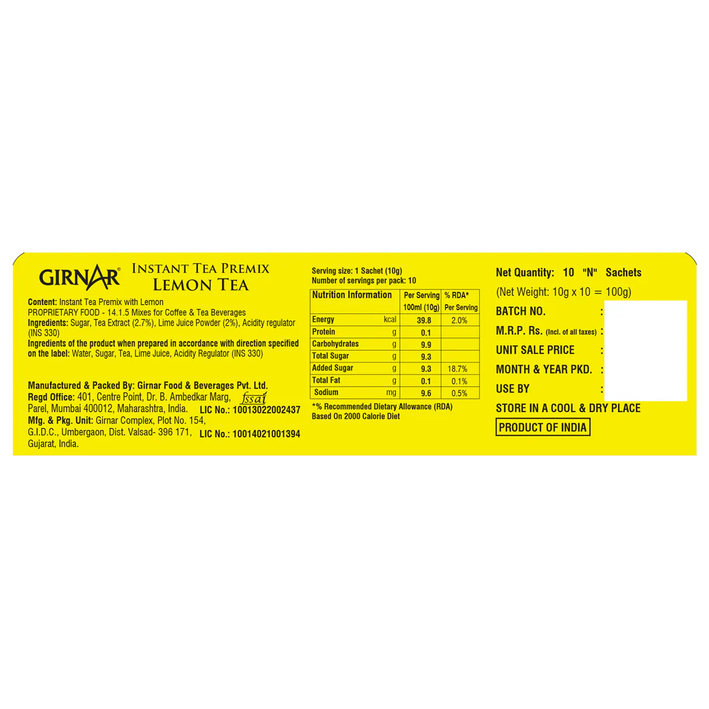 Girnar Instant Tea Premix With Lemon - Image 4