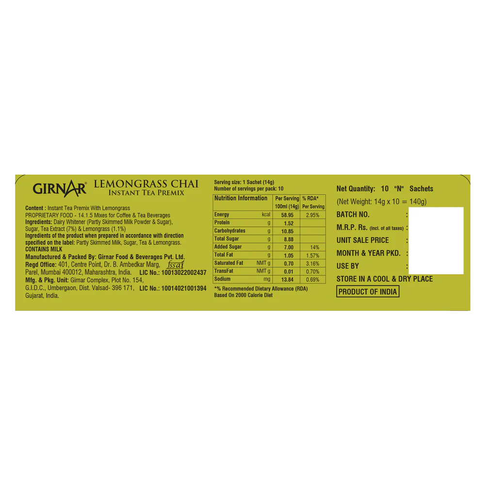 Girnar Instant Tea Premix With Lemongrass - Image 5