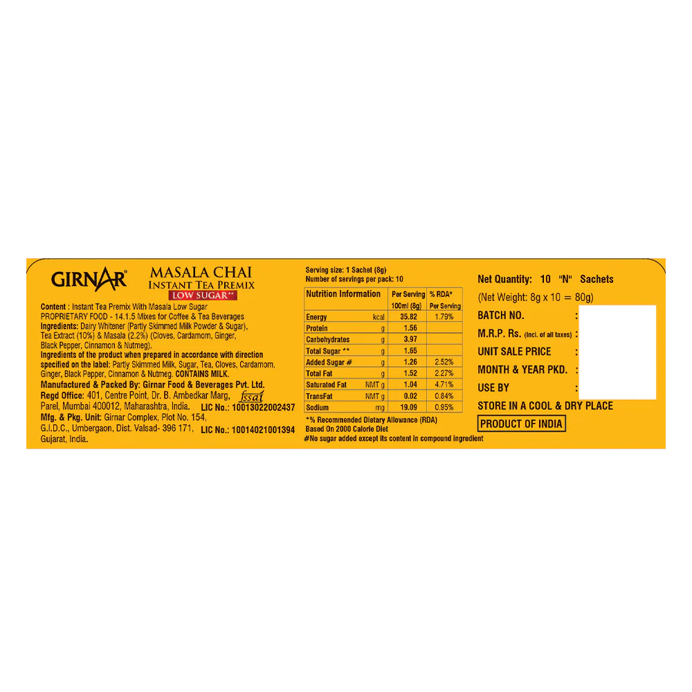 Girnar Instant Tea Premix With Masala (Low Sugar) - Image 4