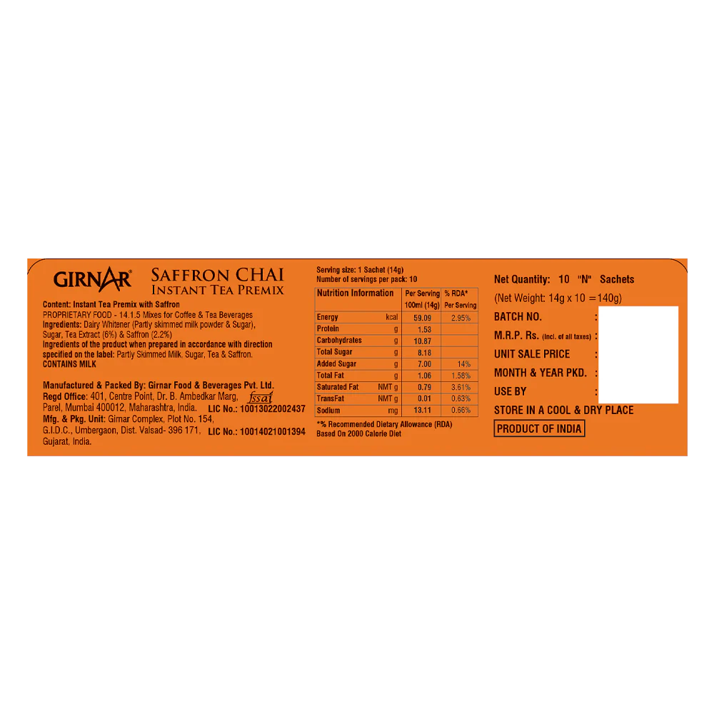 Girnar Instant Tea Premix With Saffron - Image 4