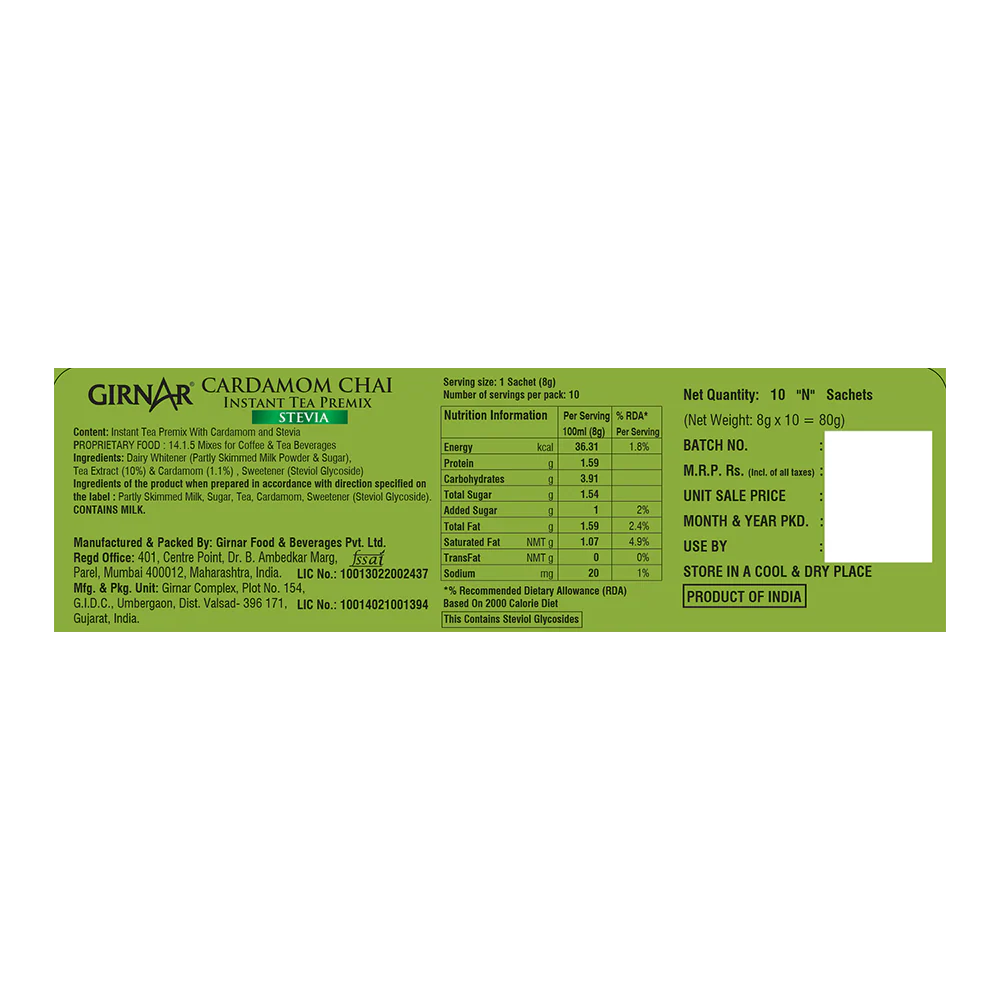 Girnar Instant Cardamom Chai Premix With Stevia - Image 4