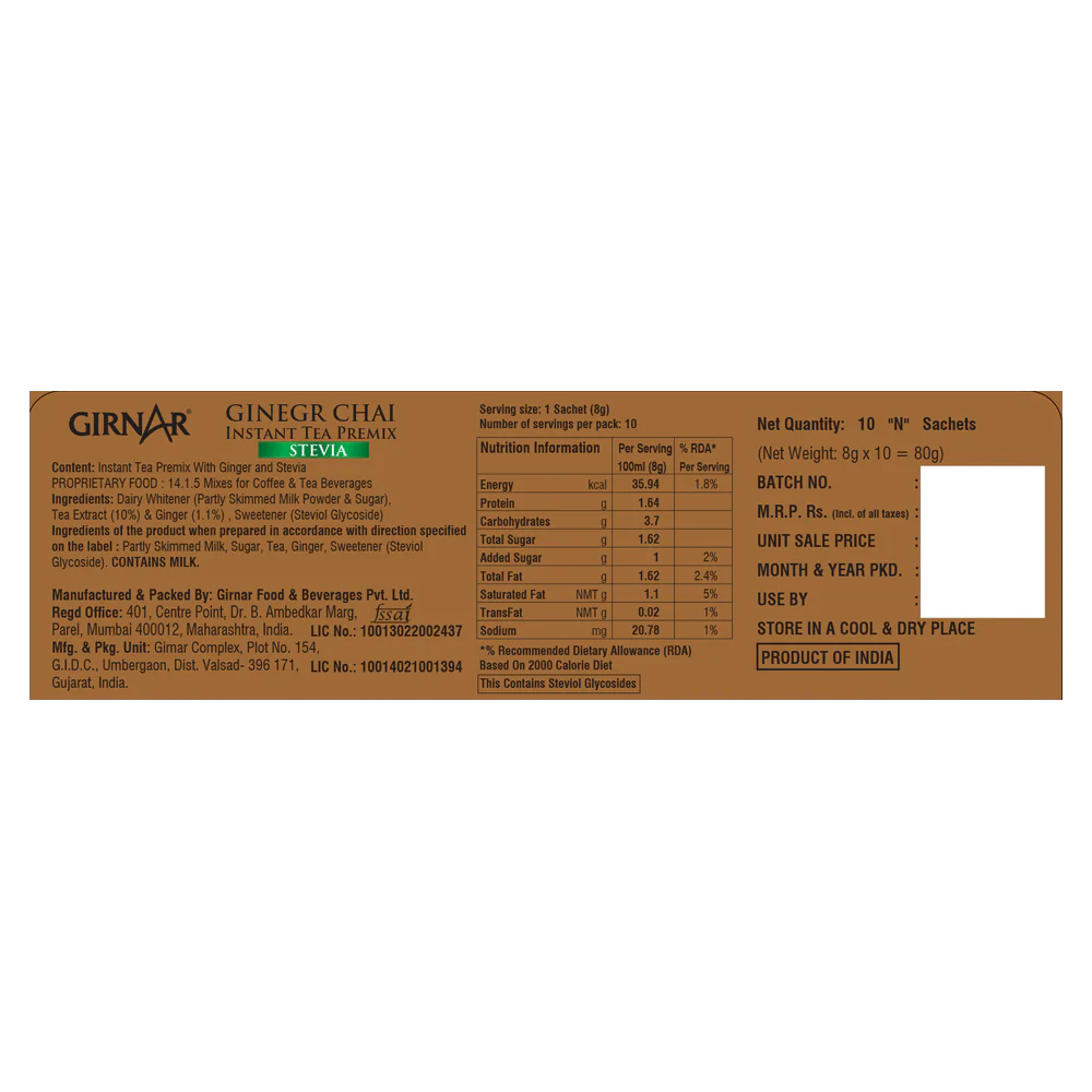 Girnar Instant Ginger Chai Premix With Stevia - Image 4