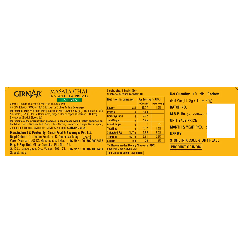 Girnar Instant Masala Chai Premix With Stevia - Image 4