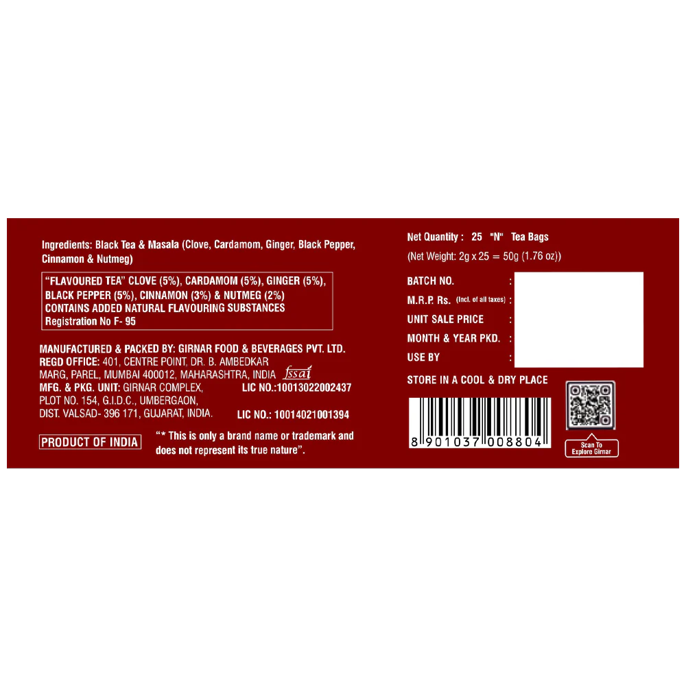 Girnar Black Tea Bags - Masala Tea - Image 3