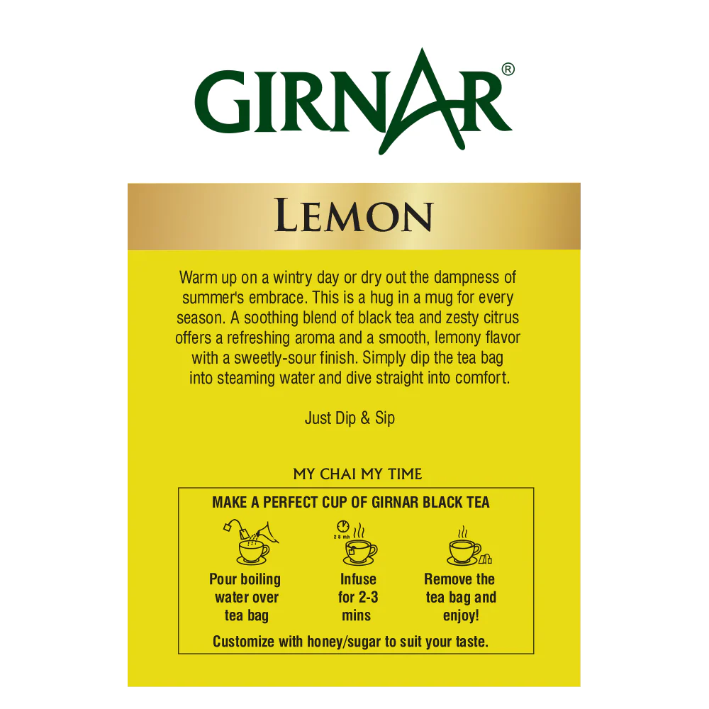 Girnar Black Tea Bags - Lemon - Image 3