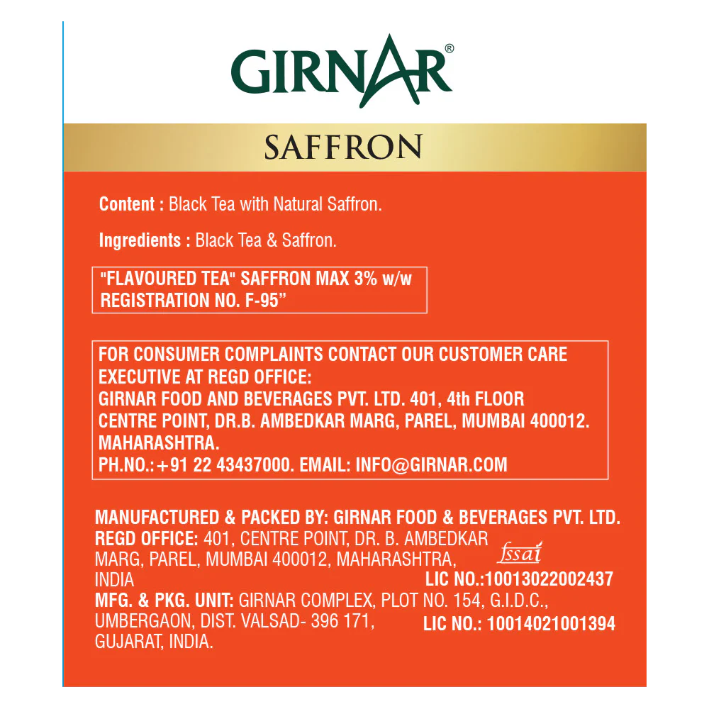 Girnar Black Tea Bags - Saffron - Image 4